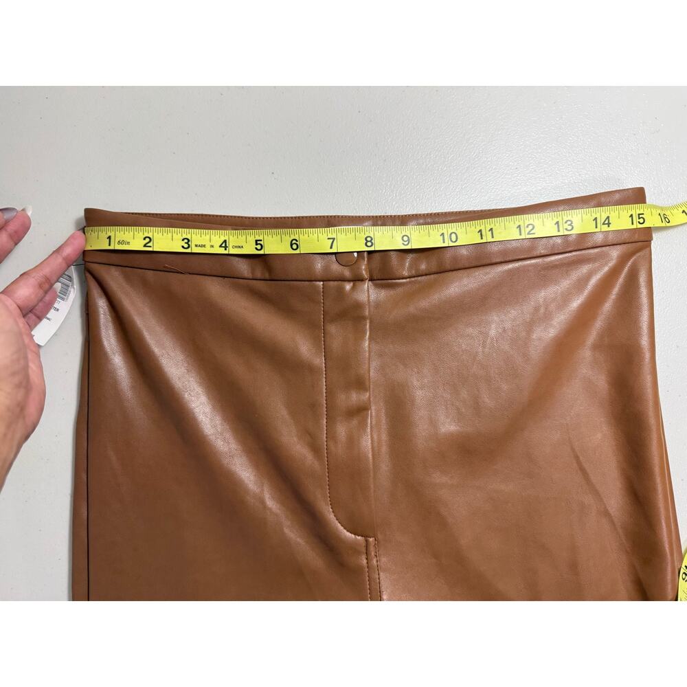 Aritizia Wilfred Free Jupiter Vegan Leather Pants 10 Cognac High Rise NWOT - Picture 11 of 13